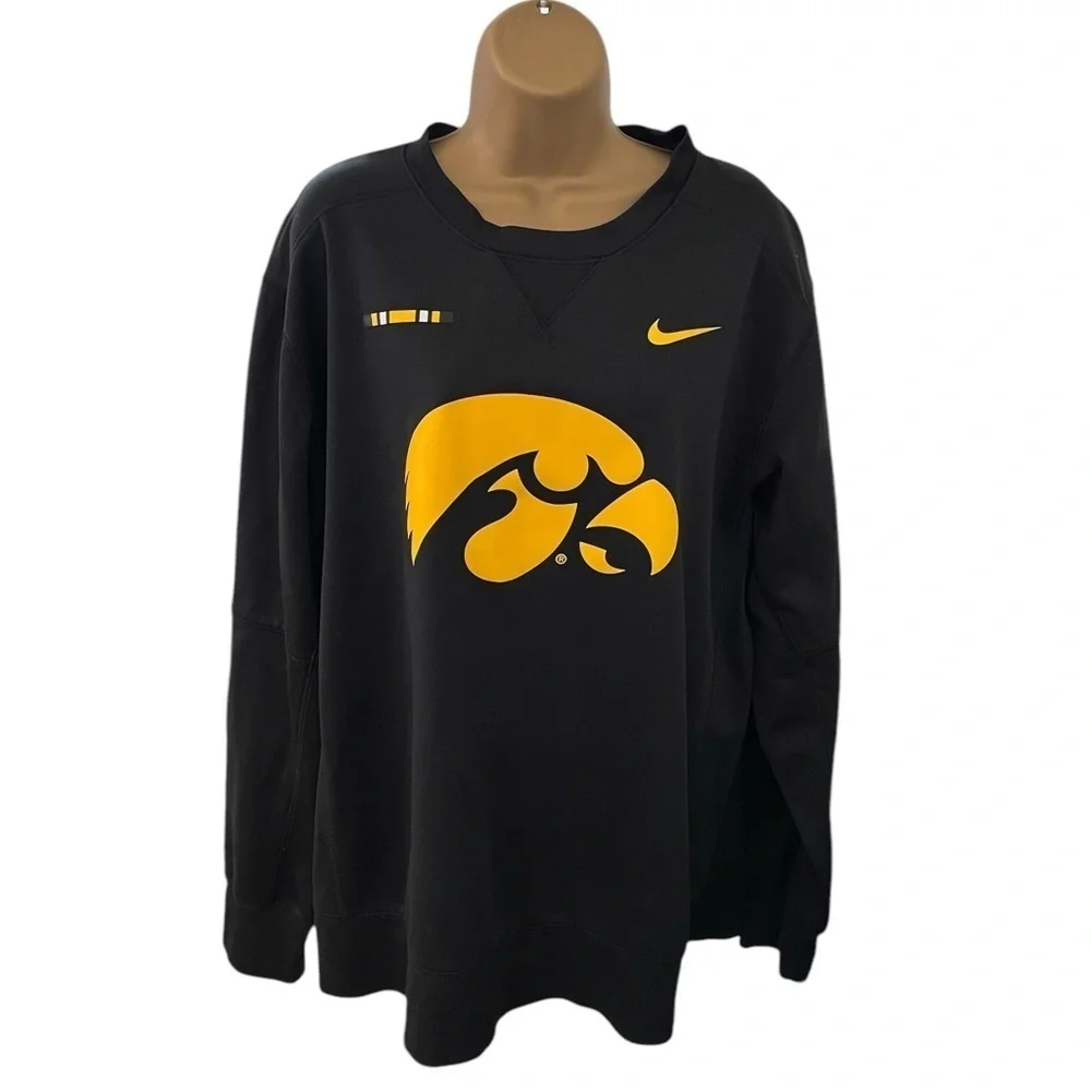 Nike Dri-Fit Iowa Hawkeyes Pullover Sweatshirt Black Gold XL